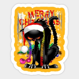 Evil Black Cat VS Christmas Tree Sticker